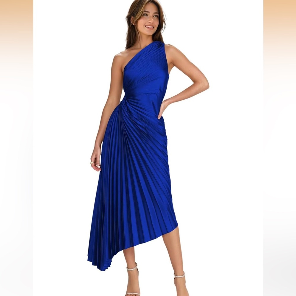 Blue One-Shoulder Dress
